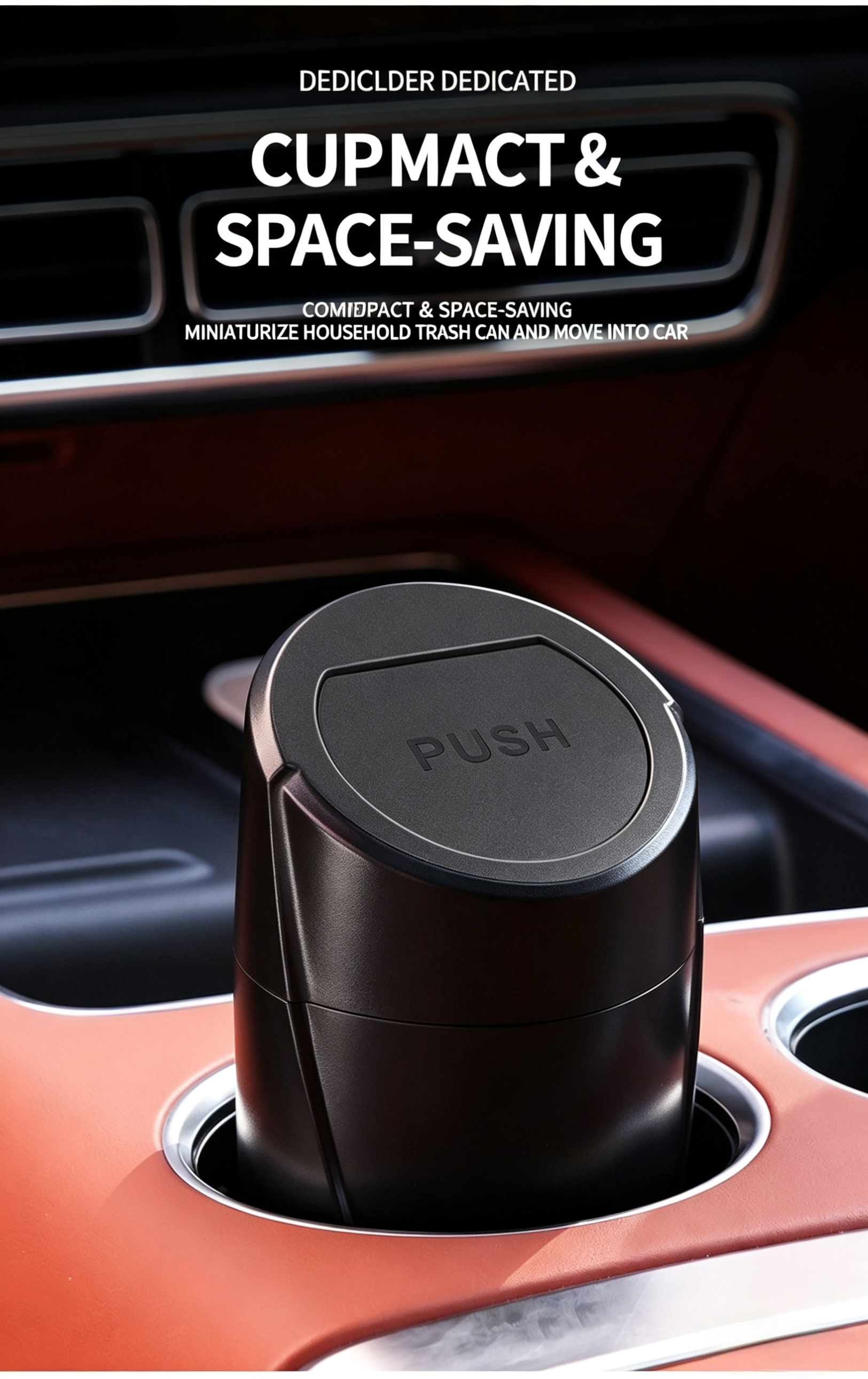 Mini Car Trash Can with Lid,2-in-1 Car Ashtray&Storage Organizer for Auto