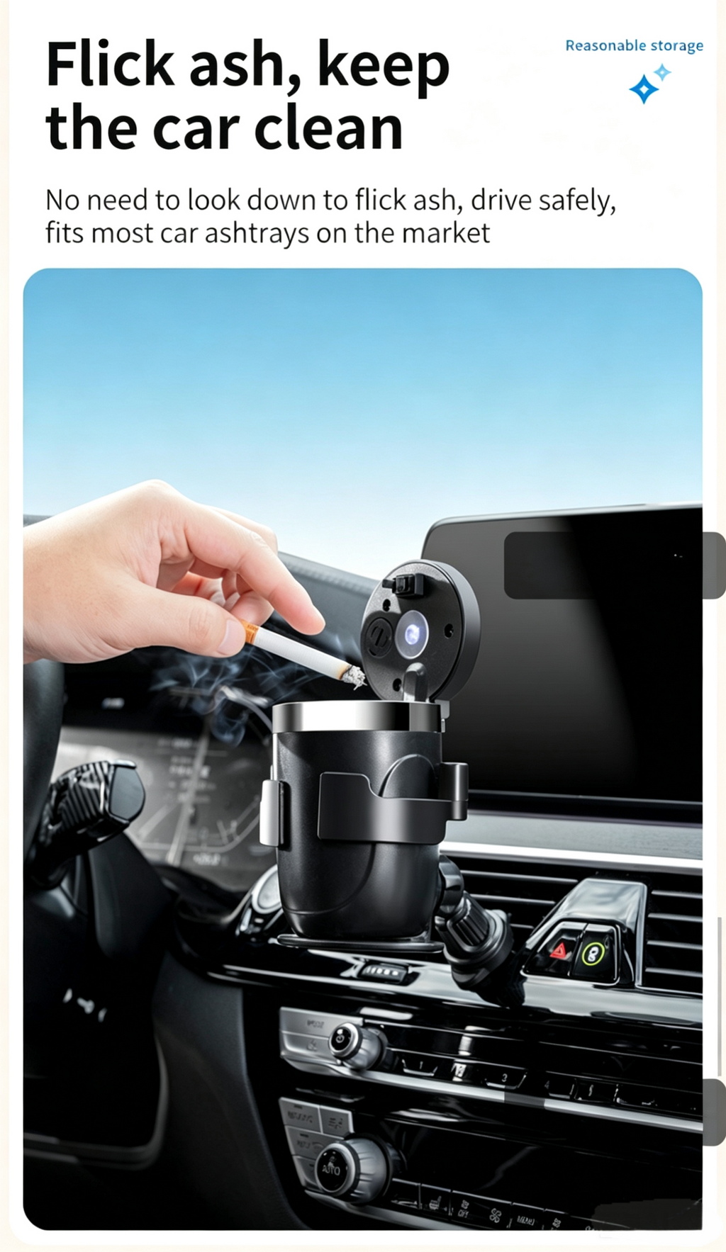 Car AC Vent Multi-function Cup Holder Drink Ashtray Stand