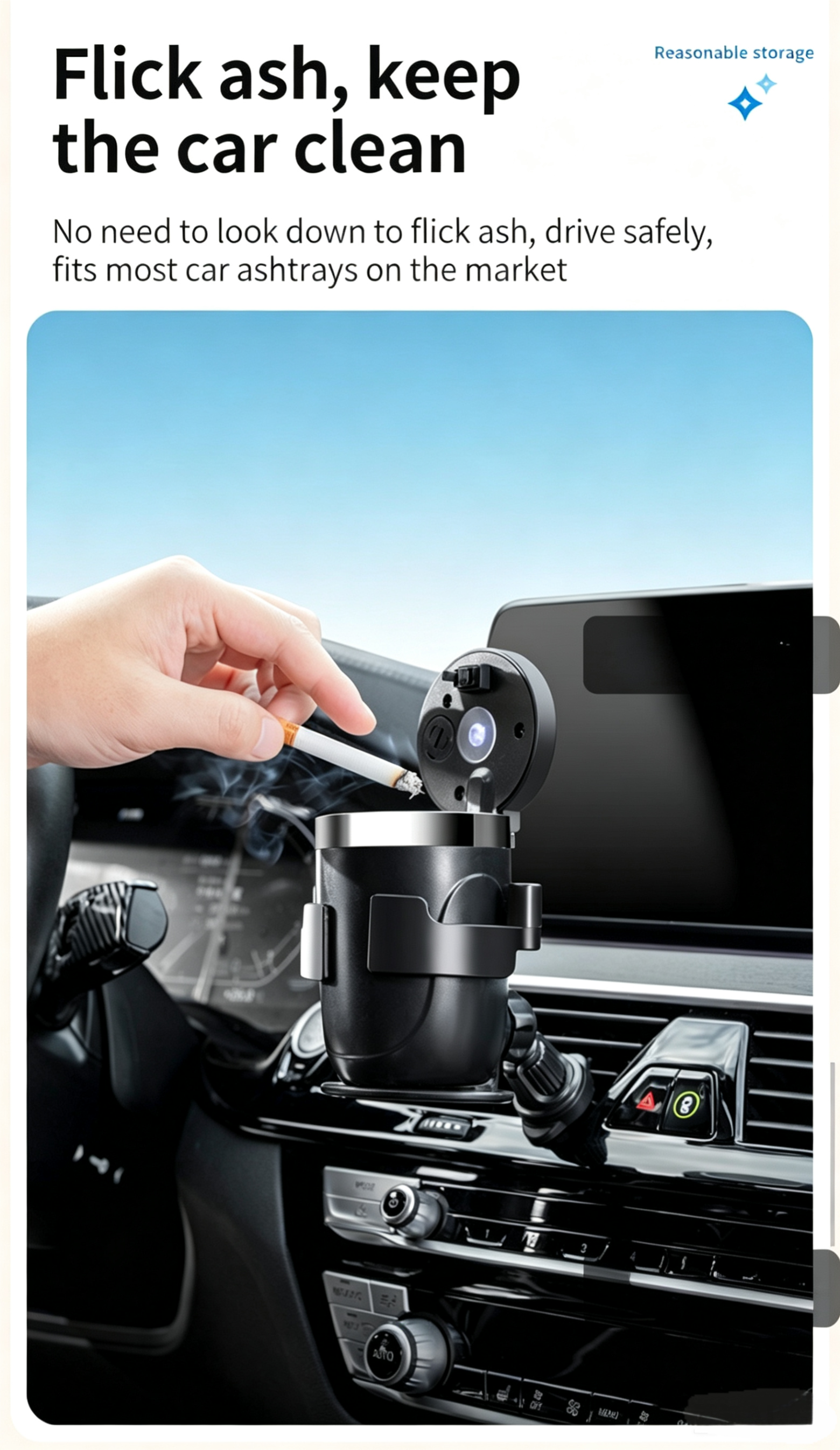 Car AC Vent Multi-function Cup Holder Drink Ashtray Stand