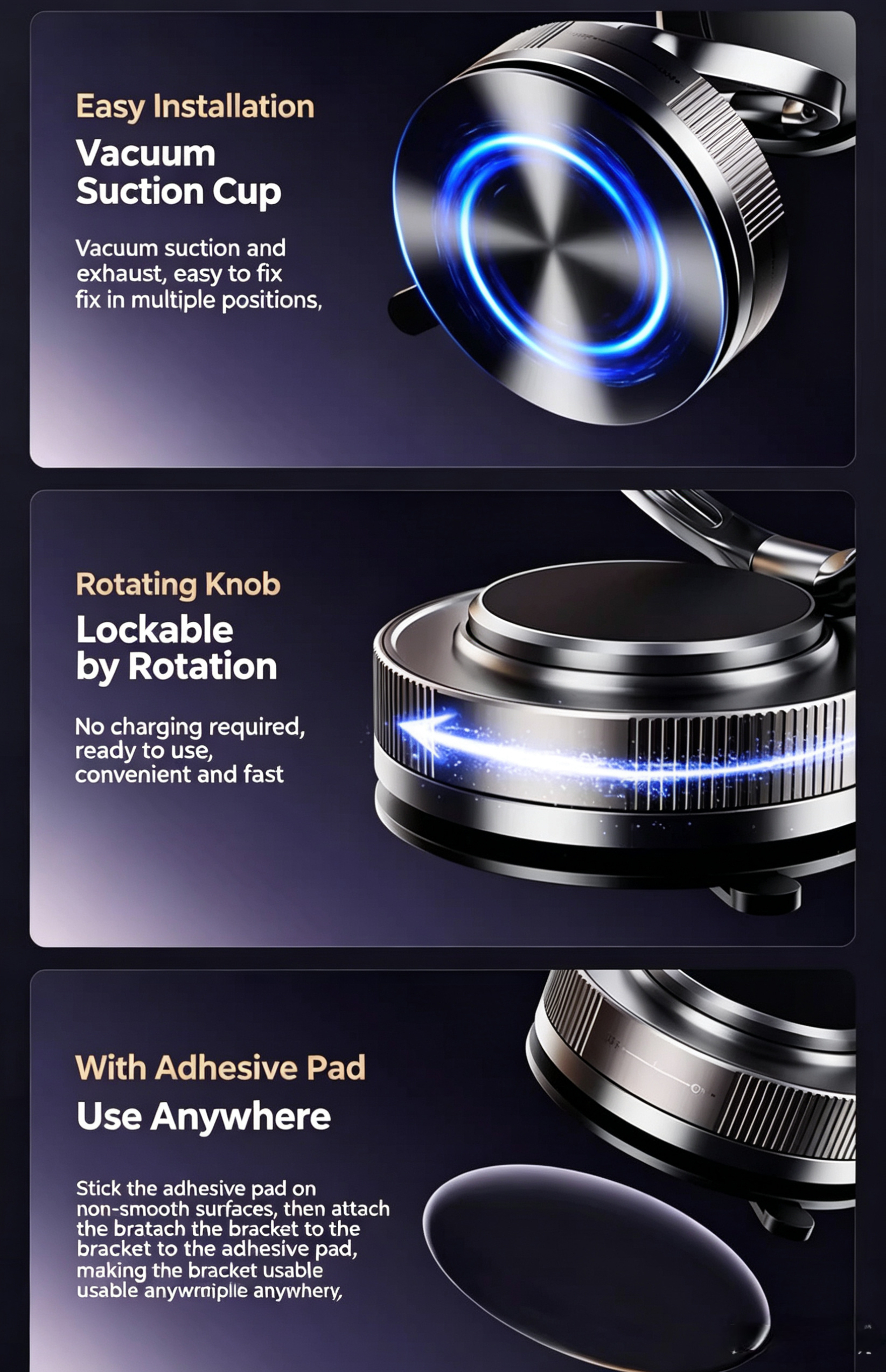 2026 New Magnetic Car Phone Holder,N52 Strong Magnet Vacuum Suction Cup Dashboard Mount,No Adhesive,Stable&Anti -Shake for GPS Navigation.