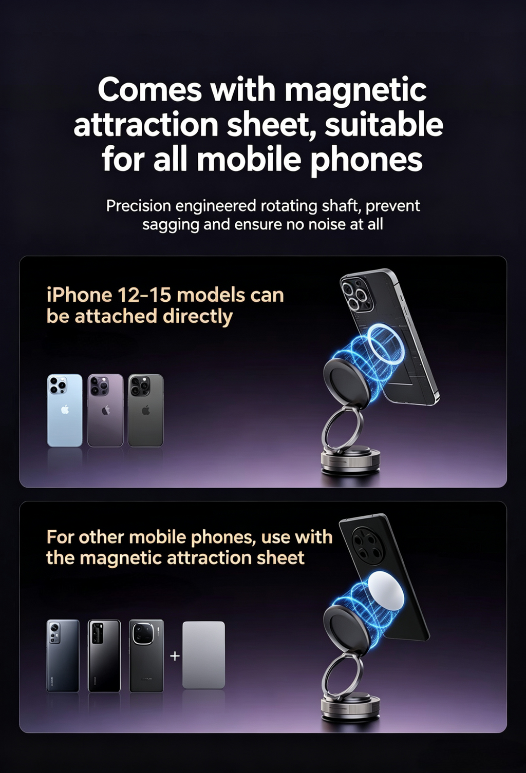 2026 New Magnetic Car Phone Holder,N52 Strong Magnet Vacuum Suction Cup Dashboard Mount,No Adhesive,Stable&Anti -Shake for GPS Navigation.