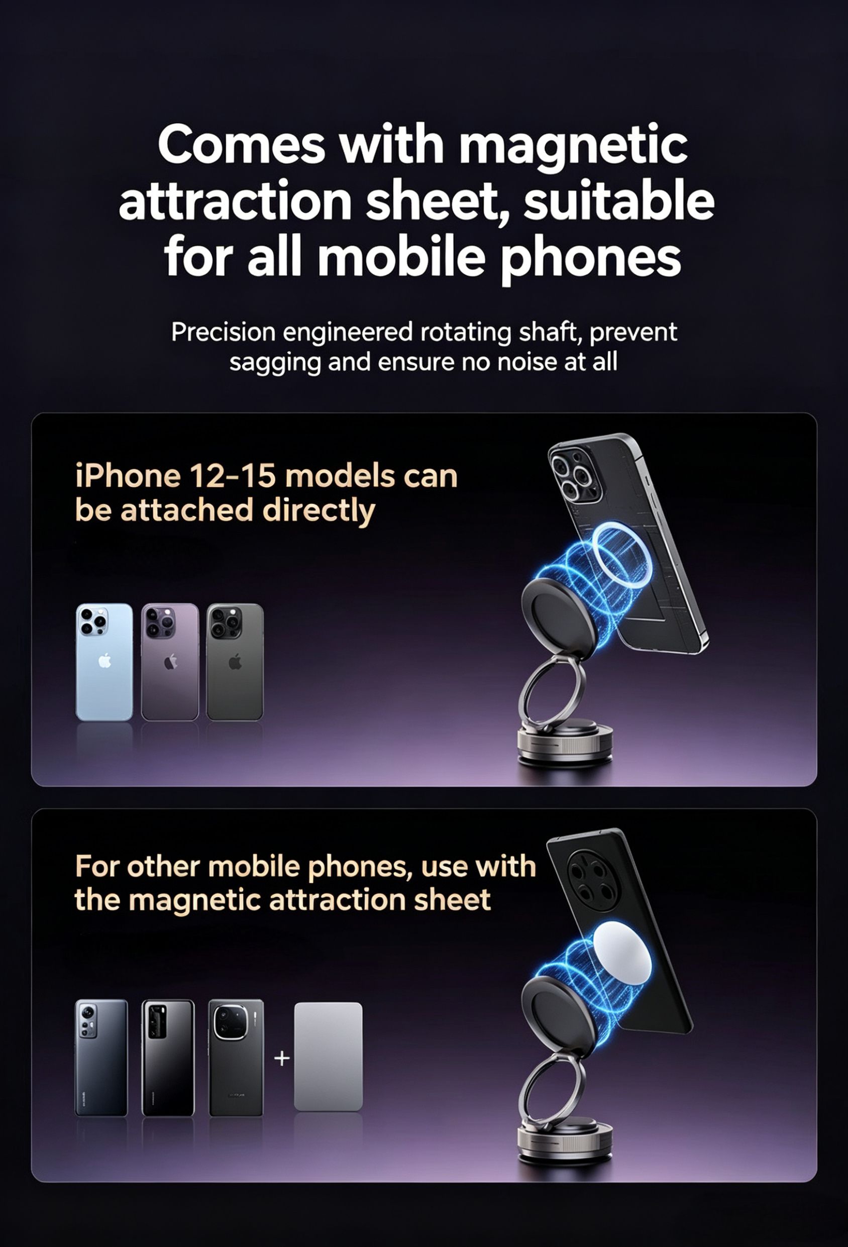 2026 New Magnetic Car Phone Holder,N52 Strong Magnet Vacuum Suction Cup Dashboard Mount,No Adhesive,Stable&Anti -Shake for GPS Navigation.