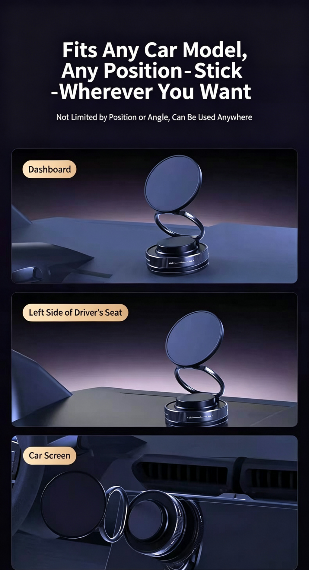2026 New Magnetic Car Phone Holder,N52 Strong Magnet Vacuum Suction Cup Dashboard Mount,No Adhesive,Stable&Anti -Shake for GPS Navigation.