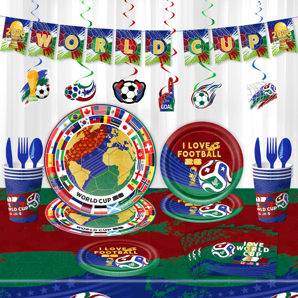 2026 World Cup Soccer Party Disposable Paper Plates Cups Set