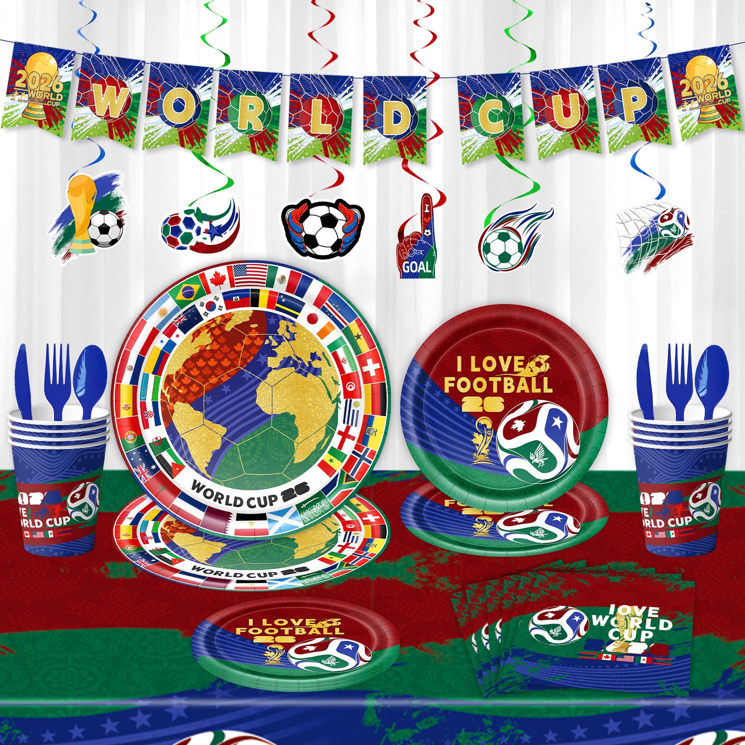 2026 World Cup Soccer Party Disposable Paper Plates Cups Set