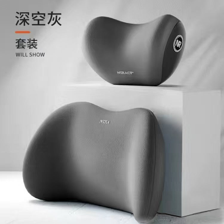 Memory Foam Car Pillow Set - Headrest, Lumbar & Neck Support Cushion