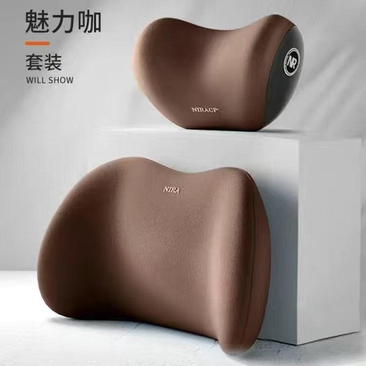 Memory Foam Car Pillow Set - Headrest, Lumbar & Neck Support Cushion