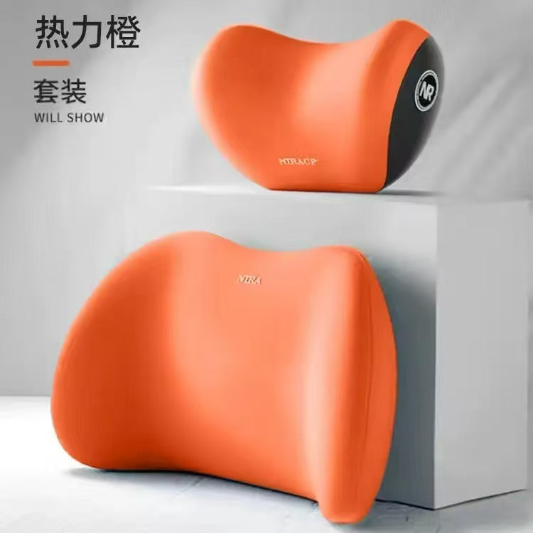 Memory Foam Car Pillow Set - Headrest, Lumbar & Neck Support Cushion