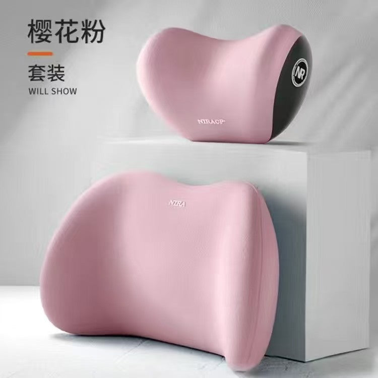 Memory Foam Car Pillow Set - Headrest, Lumbar & Neck Support Cushion