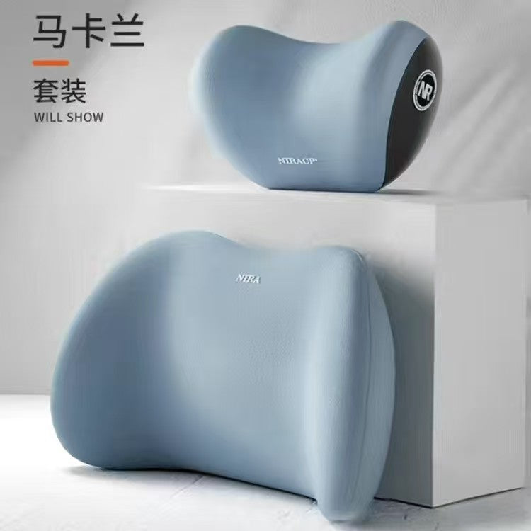 Memory Foam Car Pillow Set - Headrest, Lumbar & Neck Support Cushion