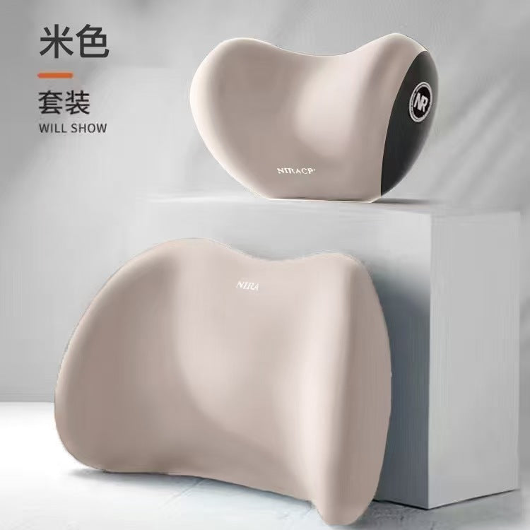 Memory Foam Car Pillow Set - Headrest, Lumbar & Neck Support Cushion