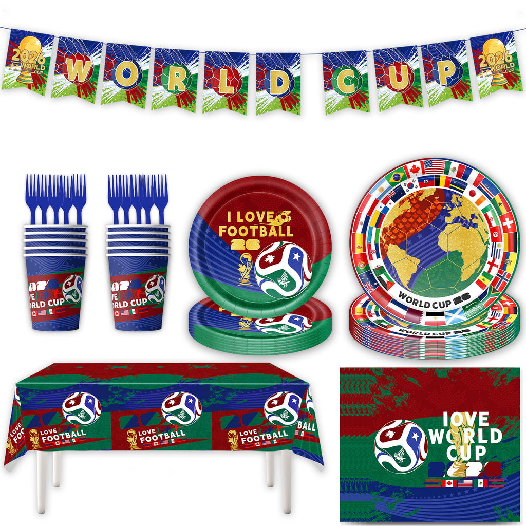 2026 World Cup Soccer Party Disposable Paper Plates Cups Set
