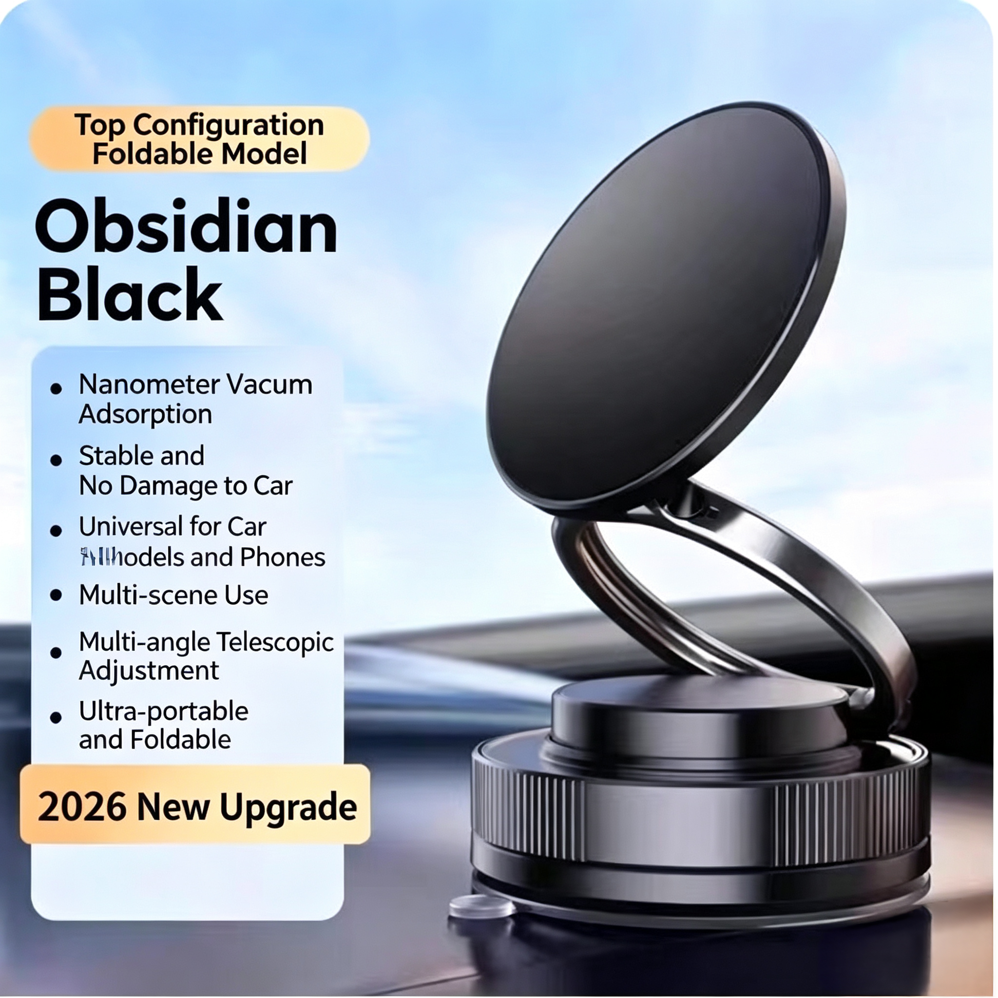 2026 New Magnetic Car Phone Holder,N52 Strong Magnet Vacuum Suction Cup Dashboard Mount,No Adhesive,Stable&Anti -Shake for GPS Navigation.