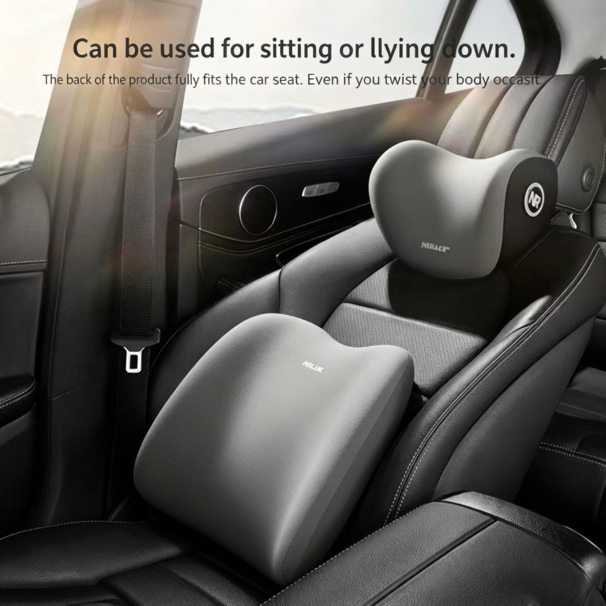 Memory Foam Car Pillow Set - Headrest, Lumbar & Neck Support Cushion
