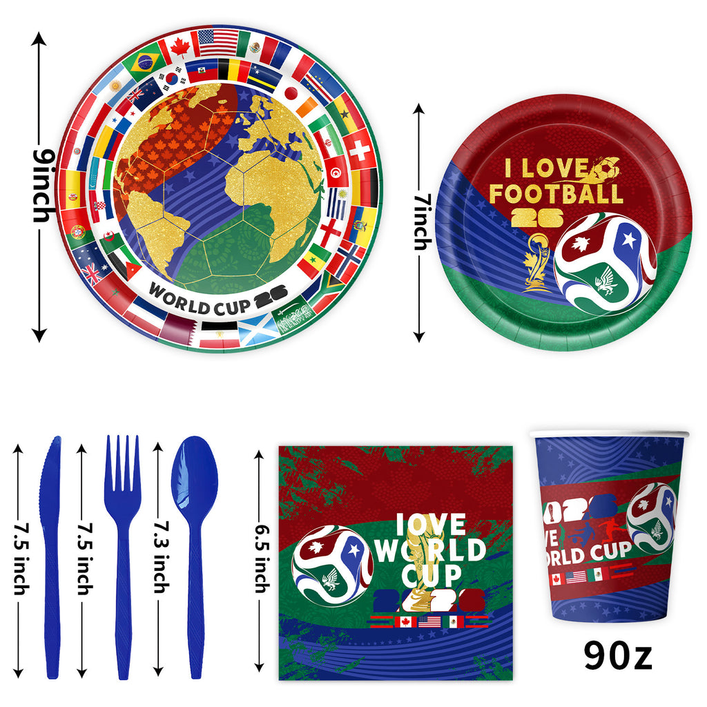 2026 World Cup Soccer Party Disposable Paper Plates Cups Set