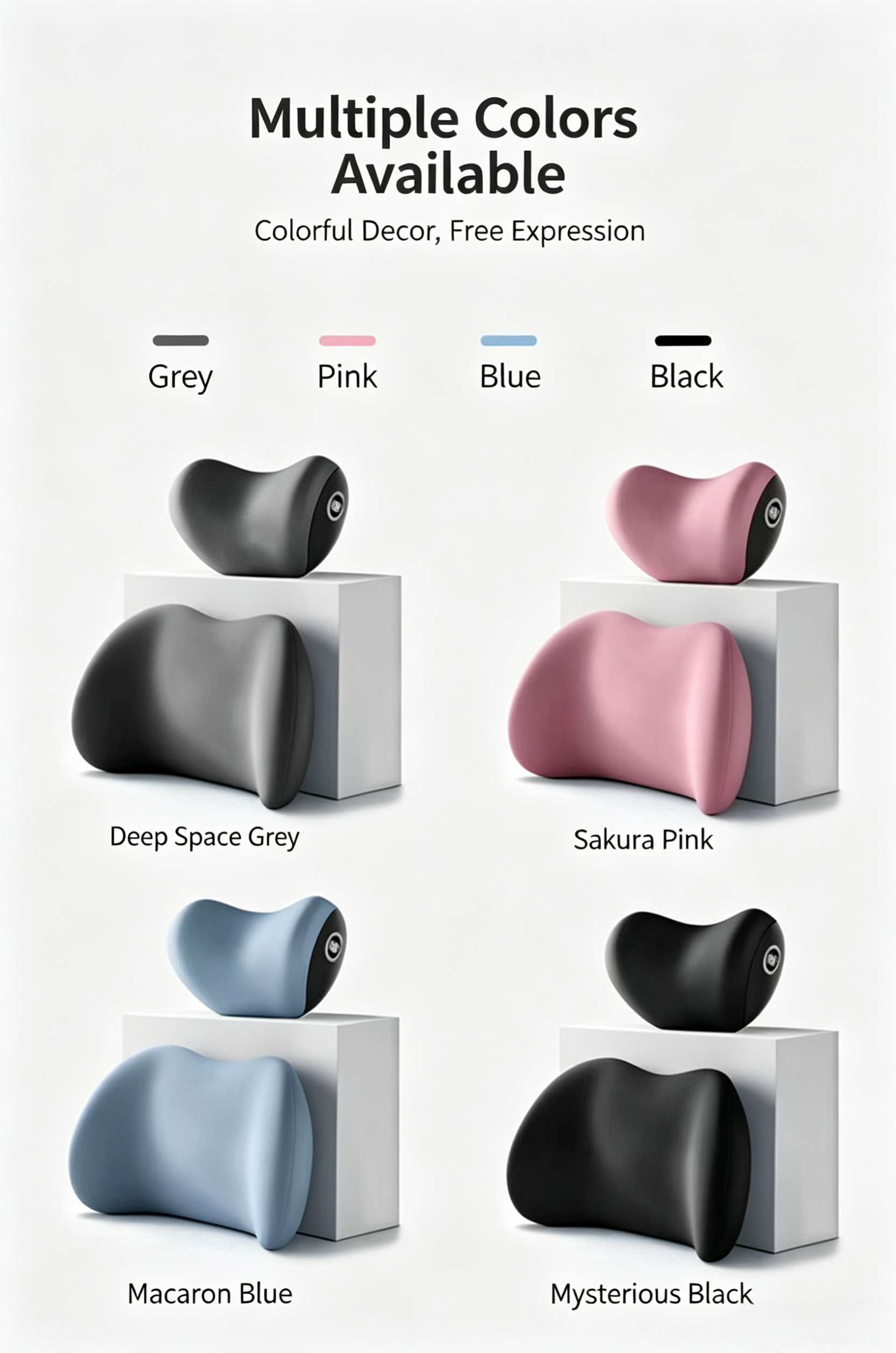 Memory Foam Car Pillow Set - Headrest, Lumbar & Neck Support Cushion