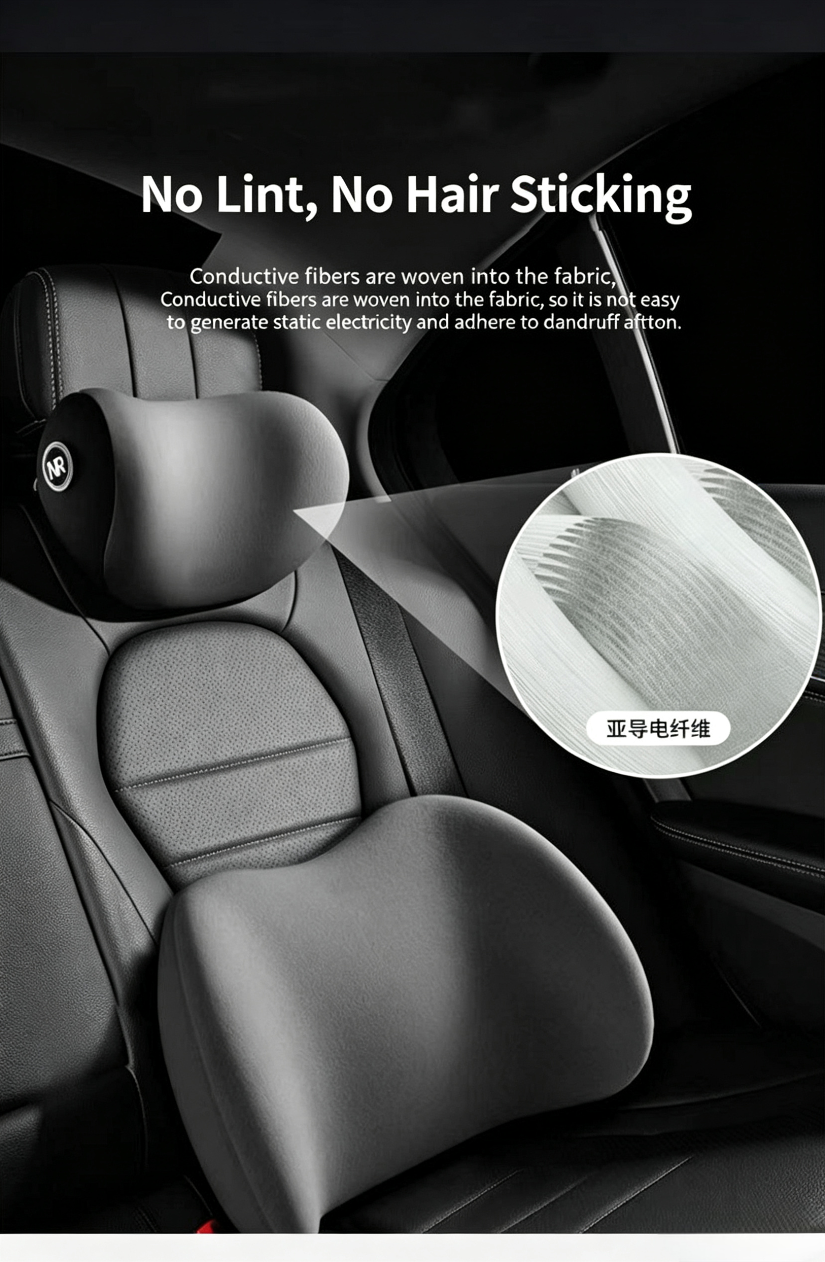 Memory Foam Car Pillow Set - Headrest, Lumbar & Neck Support Cushion