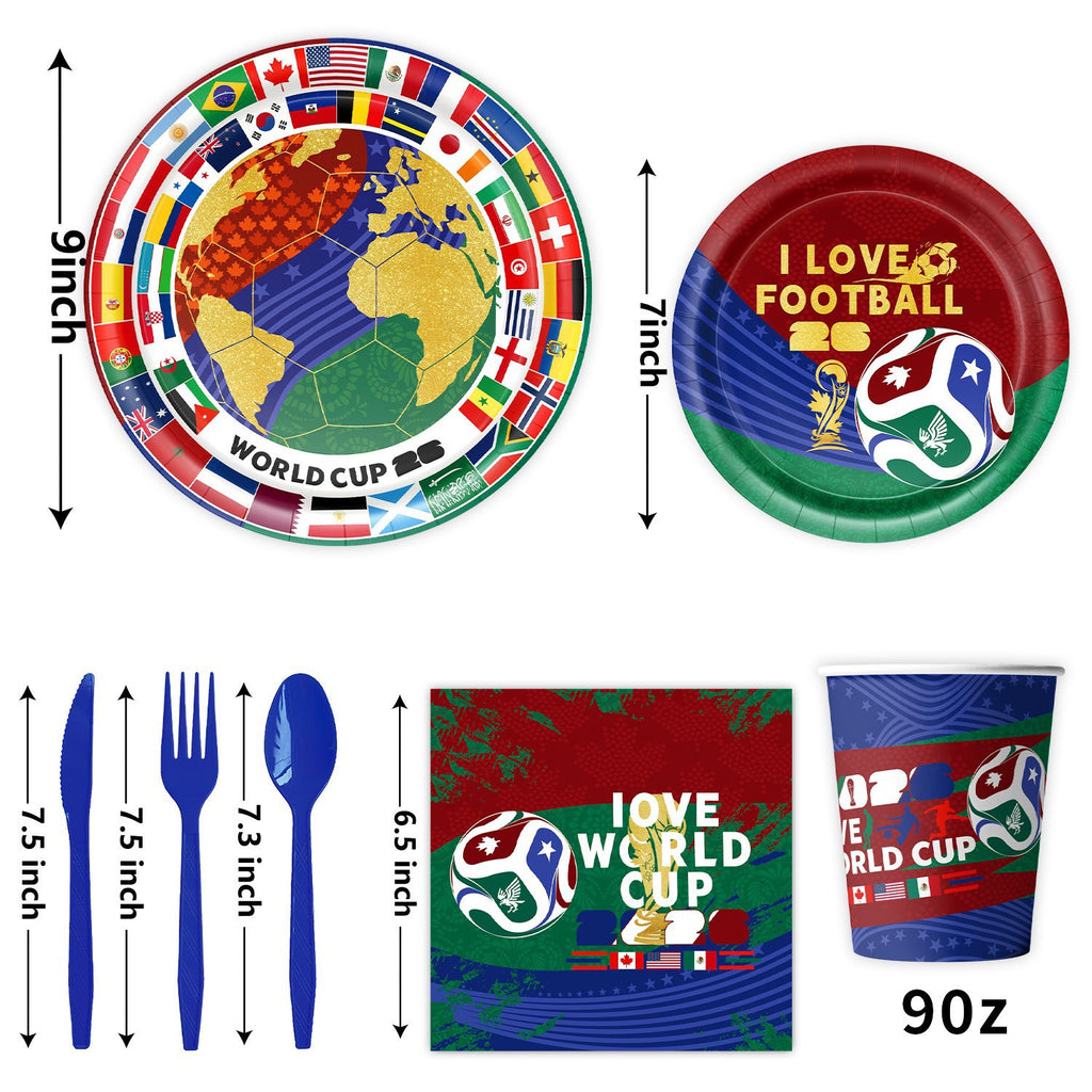 2026 World Cup Soccer Party Disposable Paper Plates Cups Set