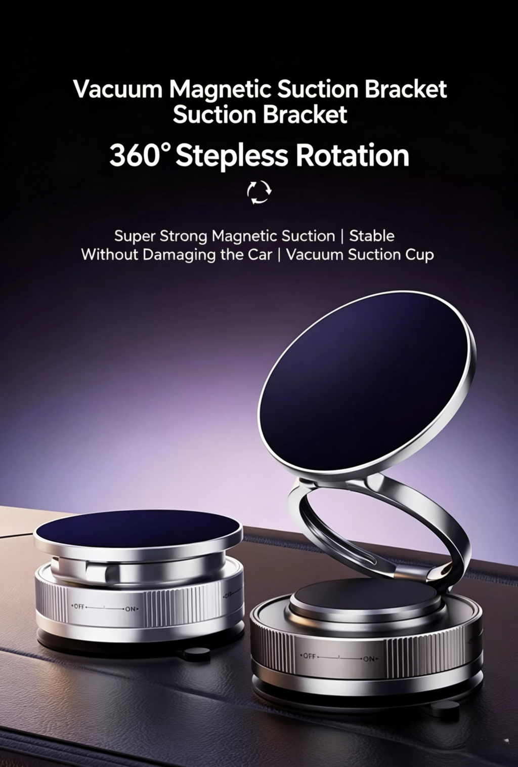2026 New Magnetic Car Phone Holder,N52 Strong Magnet Vacuum Suction Cup Dashboard Mount,No Adhesive,Stable&Anti -Shake for GPS Navigation.