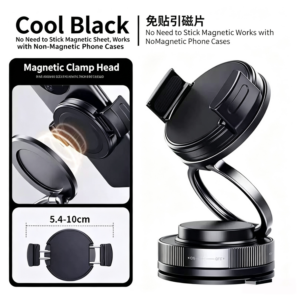 2026 New Magnetic Car Phone Holder,N52 Strong Magnet Vacuum Suction Cup Dashboard Mount,No Adhesive,Stable&Anti -Shake for GPS Navigation.