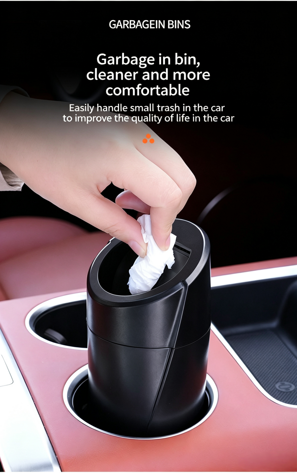 Mini Car Trash Can with Lid,2-in-1 Car Ashtray&Storage Organizer for Auto